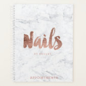 Chic roos gouden nagels typografie marmerbenoeming planner (Voorkant)