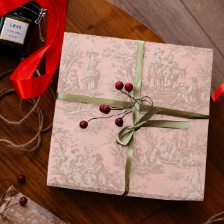 Chic  roos gouden toile de jouy bedrukt cadeaupapier
