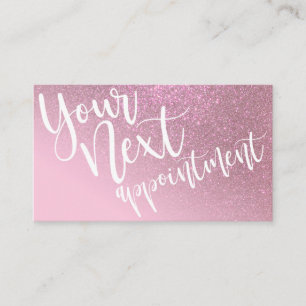 Chic Roos roze glitter gradiënt Typografie Afsprakenkaartje