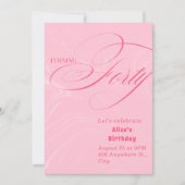Chic rose 40e anniversaire Invitation pour adulte (Devant)