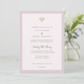 Chic rose bordée Love Heart Faire-part de mariage (Debout devant)