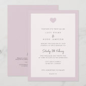 Chic rose bordée Love Heart Faire-part de mariage (Devant / Derrière)