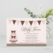 Chic rose + brun girls baby shower invitation (Debout devant)
