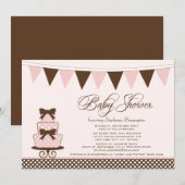 Chic rose + brun girls baby shower invitation (Devant / Derrière)