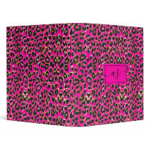 Chic rose chaud et Empreinte de léopard noir Monog