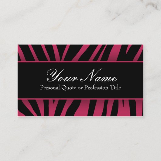 Chic rose chaud et noir Zebra Stripes Carte de vis (Devant)