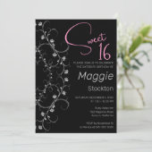 Chic rose et argent doux 16 Invitation (Debout devant)