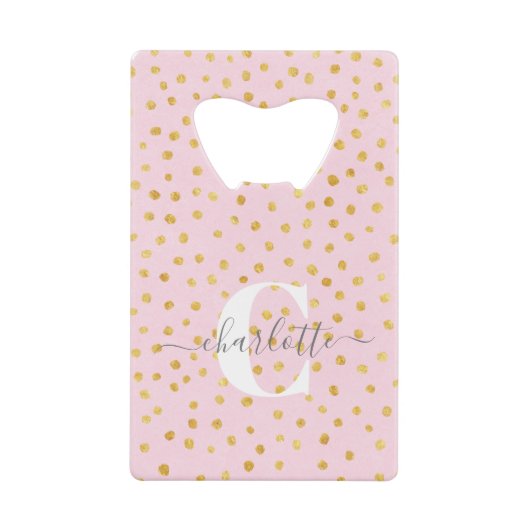 Chic rose et Gold Dots Nom du monogramme (Devant)