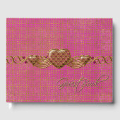 Chic Rose et Gold Hearts Mariage livre d'hôtes (Recto)