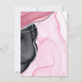 Chic rose et noir marbre doux 16 Invitation (Dos)