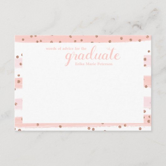 Chic rose et or Mots de conseil Cartes de graduati (Devant)