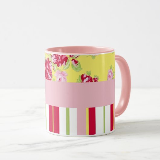 Chic Rose et stries Mug (Devant droit)