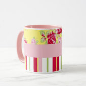 Chic Rose et stries Mug (Devant gauche)