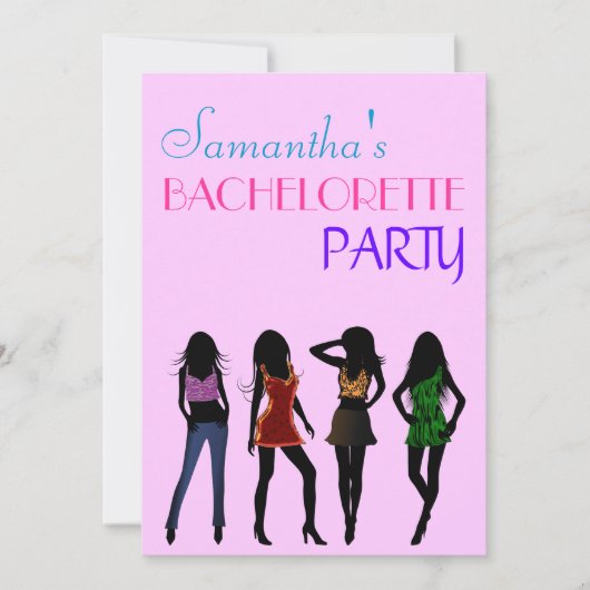 Chic Rose Fashion Girls Bachelorette Invitations (Devant)