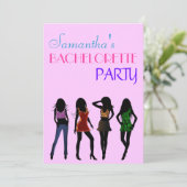 Chic Rose Fashion Girls Bachelorette Invitations (Debout devant)