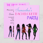 Chic Rose Fashion Girls Bachelorette Invitations (Devant / Derrière)
