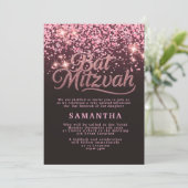Chic Rose Gold & Black Bat Mitzvah Invitation (Debout devant)