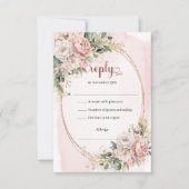 Chic Rose Gold Eucalyptus Wedding RSVP Card (Devant)