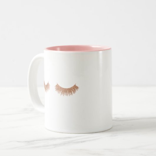 Chic Rose Gold Eyelashes Coffee Mug (Devant gauche)