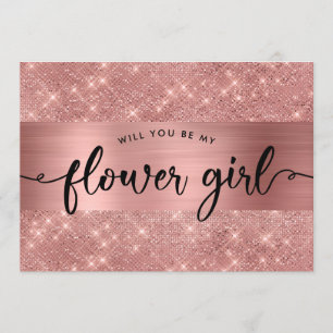 Chic Rose Gold Flower Proposition Invitation