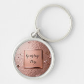 Chic Rose Gold Glitter Custom Logo  Sleutelhanger (Voorkant)
