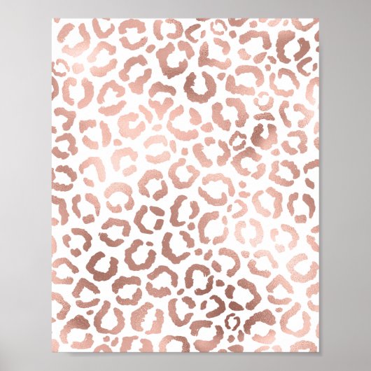 Chic Rose Gold Leopard Cheetah Poster de animal (Devant)