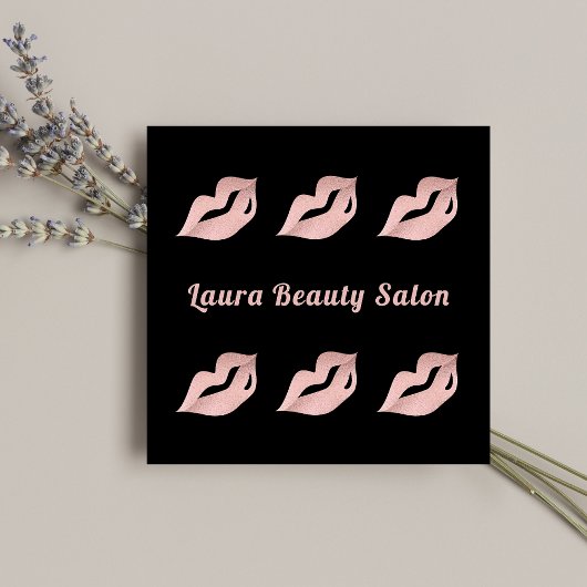 Chic Rose Gold Lips Glam Luxe Carte de visite