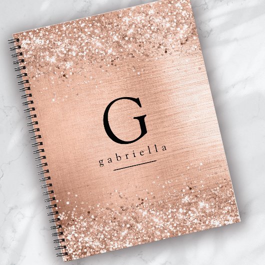 Chic Rose Gold Monogram Notitieboek