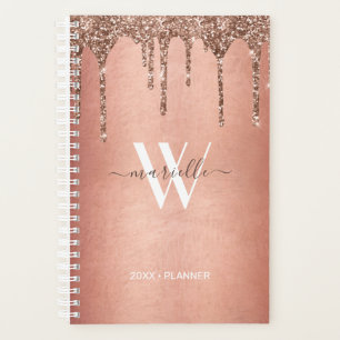 Chic Rose Gold Parties scintillant Drips Monogramm