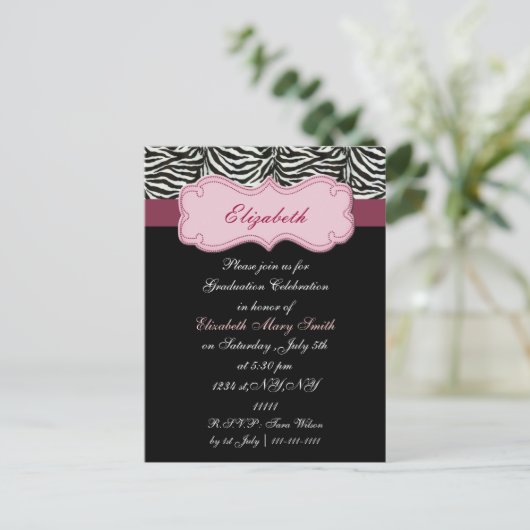 chic rose Graduation party Invitation (Debout devant)