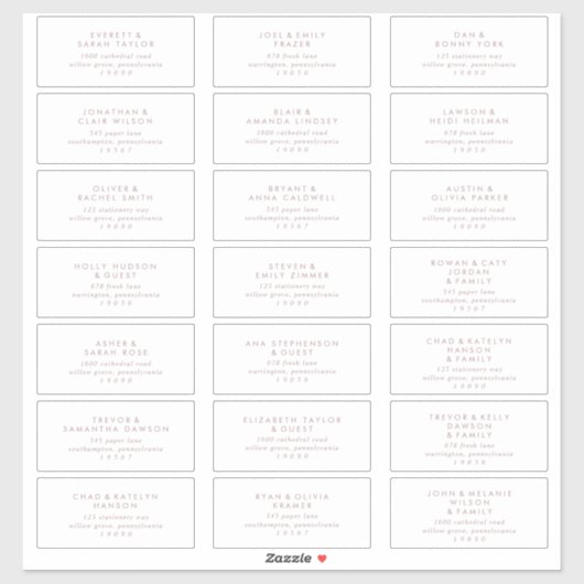 Chic Rose Mariage or Étiquettes de adresse invités (Feuille)