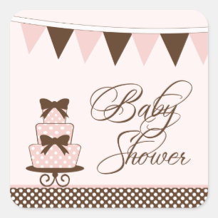 Chic rose + marron filles autocollants baby shower