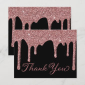 Chic Rose noir Gold Parties scintillant Merci (Devant / Derrière)