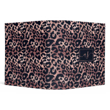 Chic Rose or noir Empreinte de léopard Monogrammé