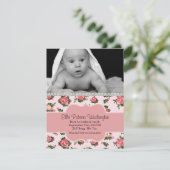 Chic rose Roses Baby Girl Faire-part de naissance (Debout devant)