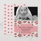 Chic rose Roses Baby Girl Faire-part de naissance (Devant / Derrière)