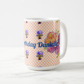 Chic rose Roses et violets de Shabby Mug floral (Devant droit)