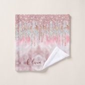 Chic rose rousse parties scintillant or gouttes mo (Gant de toilette)