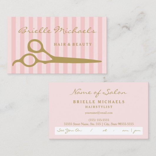 Chic Rose Stripes Gold Ciseaux Rendez-vous cheveux (Devant / Derrière)