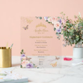 Chic Rose violet Floral Quinceanera Bar Menu Boiss (Mariage)