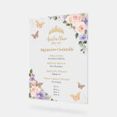 Chic Rose violet Floral Quinceanera Bar Menu Boiss (Angle)