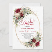 Chic Roses Bourguignon et Blanc Invitation de Fête (Devant)