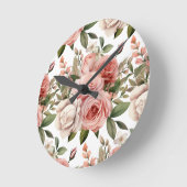 Chic Roses Roses Fleurs Florales Horloge (Angle)