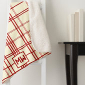 Chic rouge à rayures plaid crème monogramme