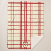 Chic rouge à rayures plaid crème monogramme (Devant)