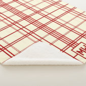 Chic rouge à rayures plaid crème monogramme (3/4)