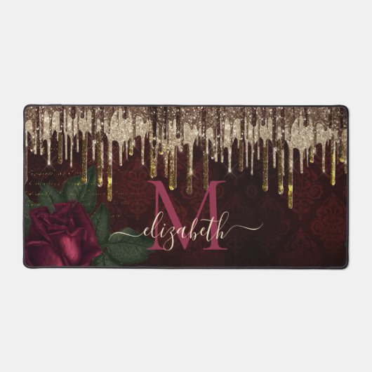 Chic rouge fleurs or gouttes parties scintillant m (Recto)