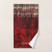 Chic rouge fleurs or gouttes parties scintillant m (Serviette à main)