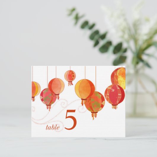 Chic rouge lanternes blanc Mariage Numéro de table (Debout devant)