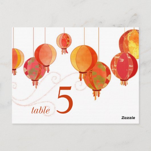 Chic rouge lanternes blanc Mariage Numéro de table (Dos)